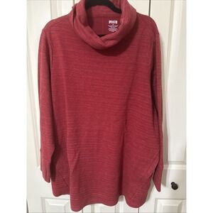 Women's Duluth Trading Red Tunic Turtleneck Sweatshirt 2X Pockets